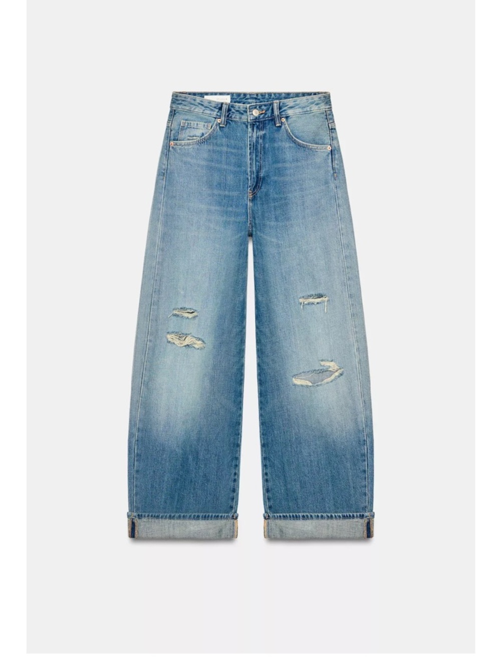 Zara TRF BAGGY FOLDED RIPPED
MID-RISE JEANS - Picture 6 of 8